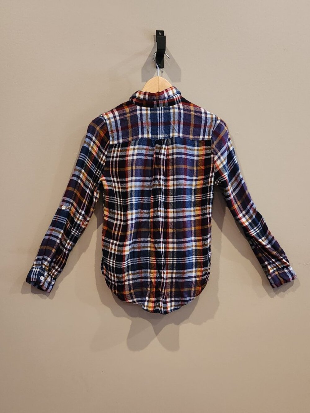 Harper Plaid Flannel Button Up Shirt XS Blue Red Long Sleeve - Picture 2 of 2